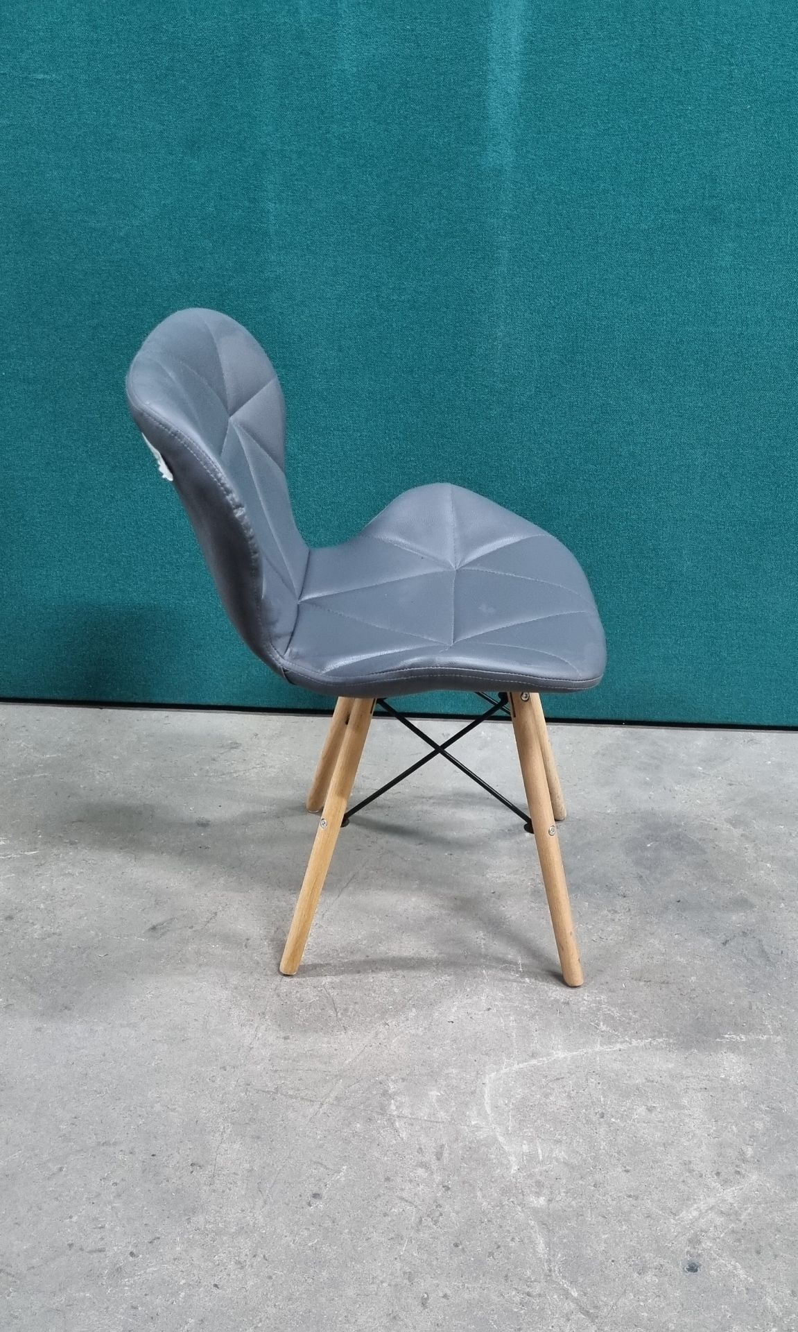 Grey Leather Effect Chair With Pine Legs 710mm High - Image 2 of 3