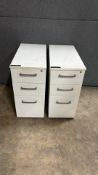 2 x 3 Drawer White Wooden Pedestal *MISSING KEYS* 60 x 30 x 60CM