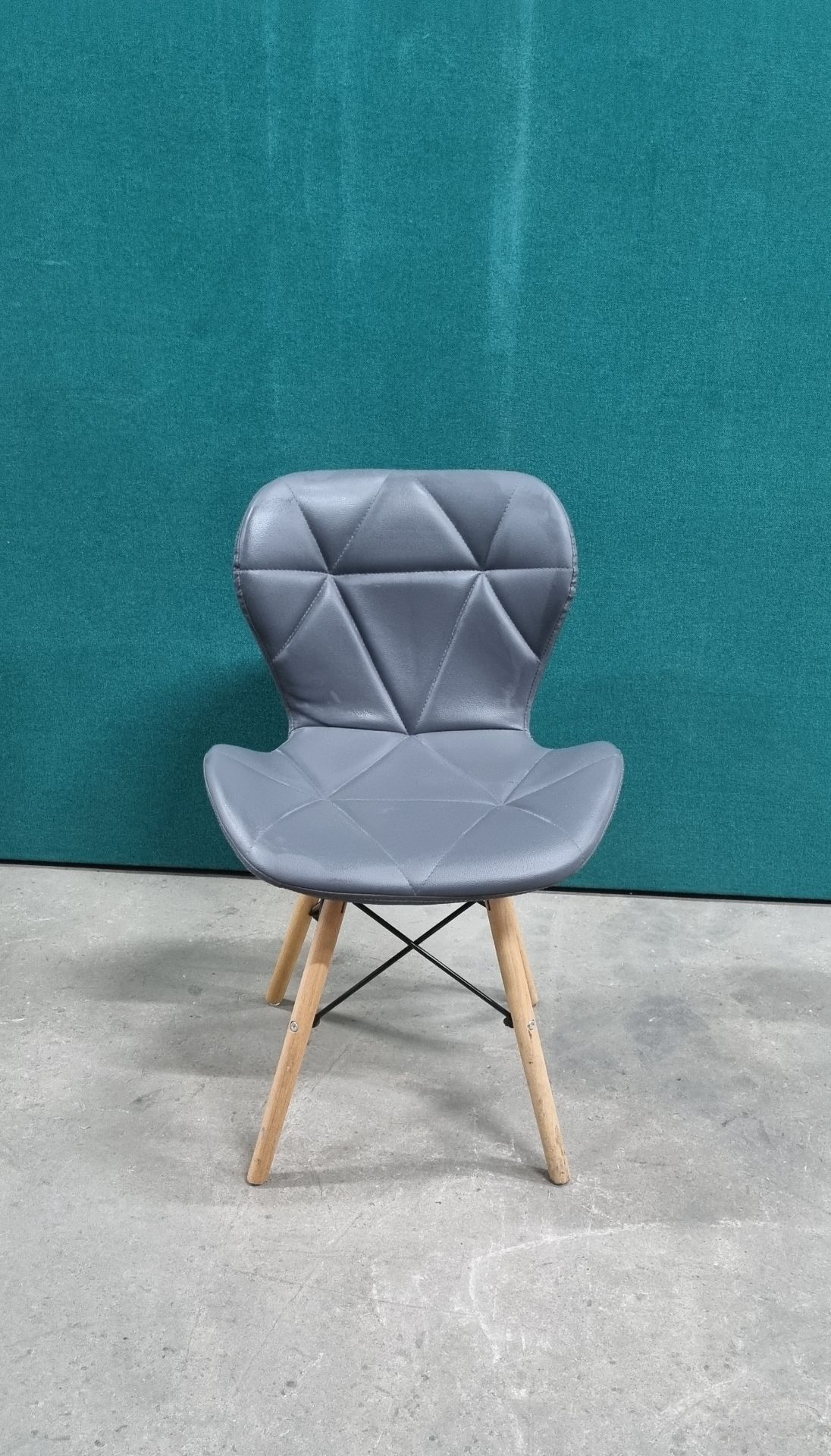 Grey Leather Effect Chair With Pine Legs 710mm High