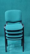 4 x Green Fabric Office Chairs