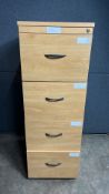 4 Drawer Beech Wooden Filing Cabinet *MISSING KEY*