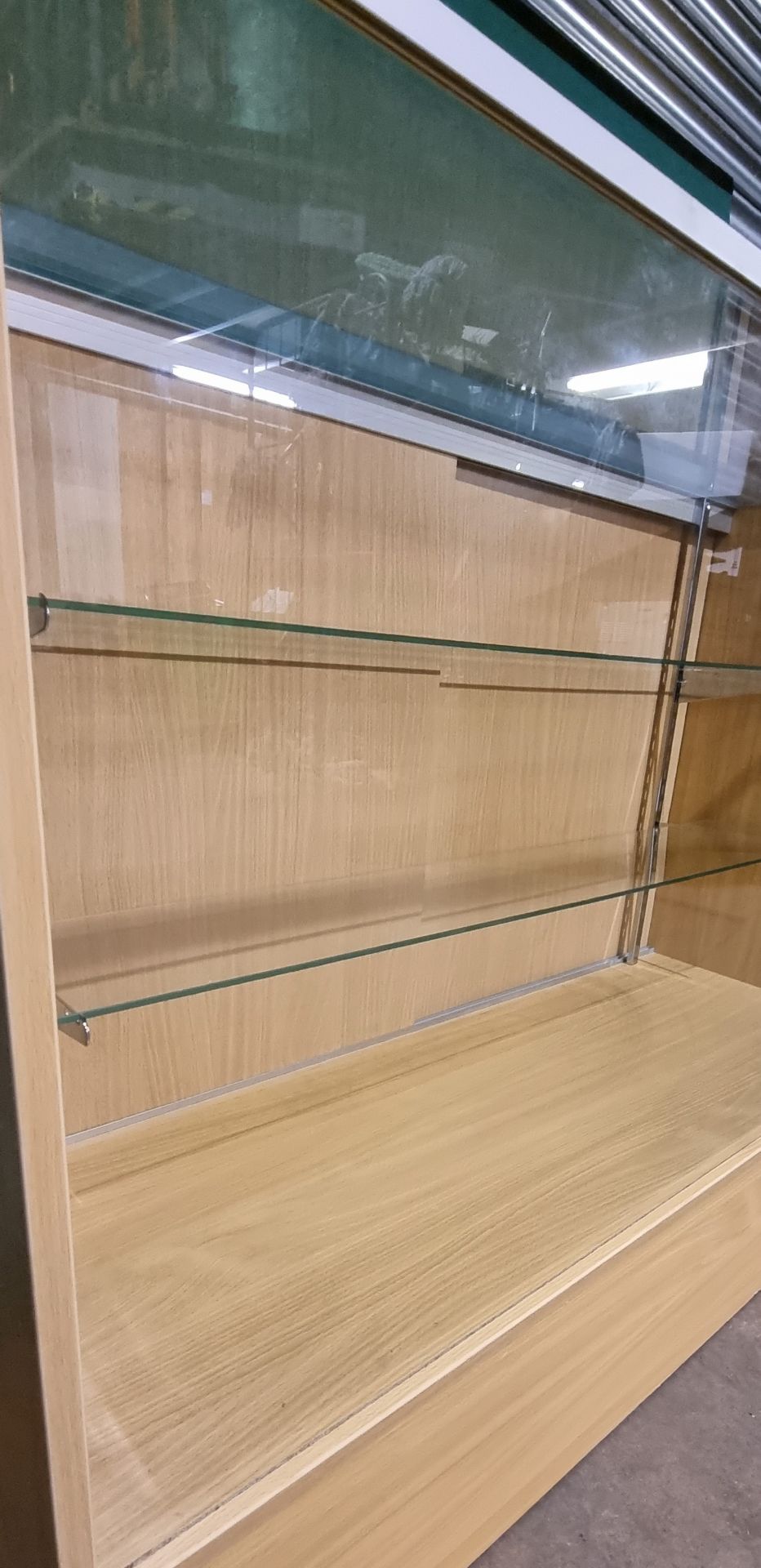 2 x Beech Display Cabinets With 2 Glass Shelves 1220mm x 460mm x 975mm - Image 3 of 6