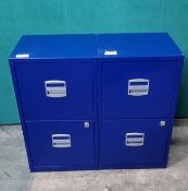 2 x Blue 2 Drawer Filing Cabinets No Keys