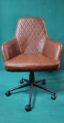 Brown Leather Effect Adjustable Office Desk Chair 50365419