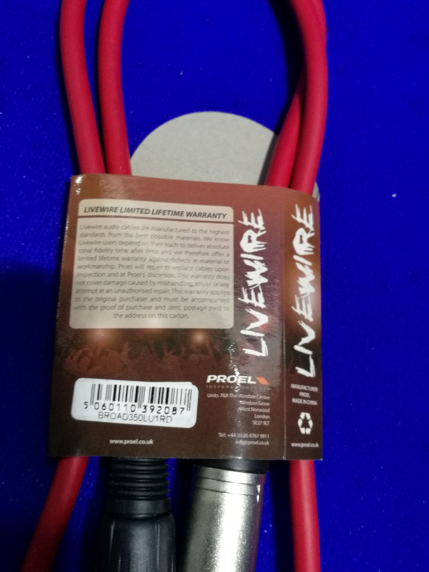 Proel Livewire Male XLR/Female XLR | 1m, Red | BROAD350LU1RD - Image 4 of 4