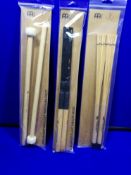 3x Various Meinl Percussion Mallets, Rods & Brushes