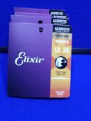 4x Elixir E16102 Phosphor Bronze Nanoweb Light Acoustic Guitar Strings - Extra Light 10-47