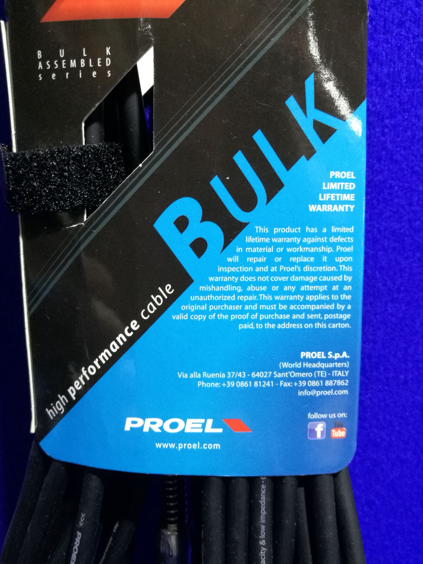 Proel Male XLR Male/Jack Male Black. Signal Cable 10M - BULK220LU10 - Image 2 of 5