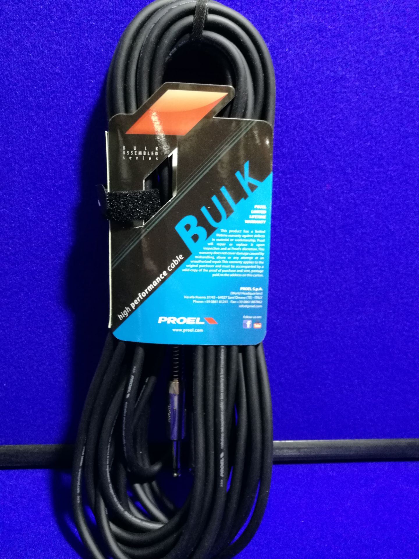 Proel Male XLR Male/Jack Male Black. Signal Cable 10M - BULK220LU10