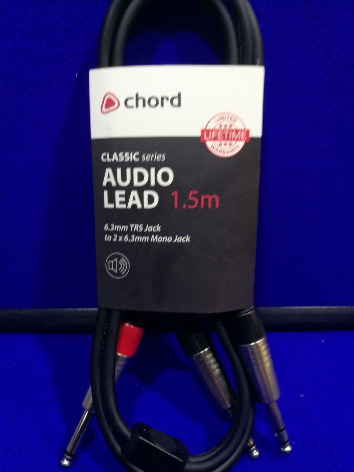 Chord S6J-2M6J150 Classic Audio Lead, 6.3mm TRS Jack - 2x 6.3mm Jacks, 1.5m - 190.021UK