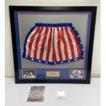 Carl Weathers/Apollo Creed Signed Boxing Trunks in Display Frame w/ COA