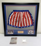 Carl Weathers/Apollo Creed Signed Boxing Trunks in Display Frame w/ COA