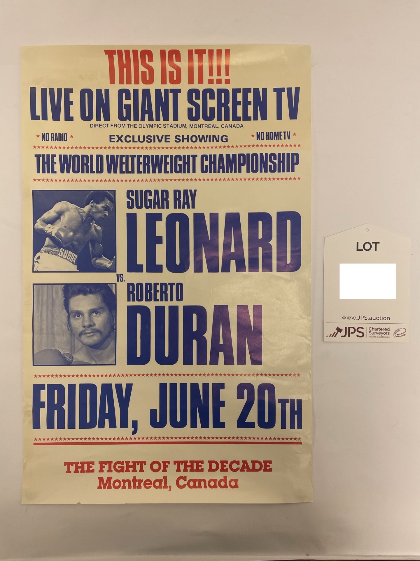 Sugar Ray Leonard vs Roberto Duran 'The Fight of the Decade' World Welterweight Fight Poster