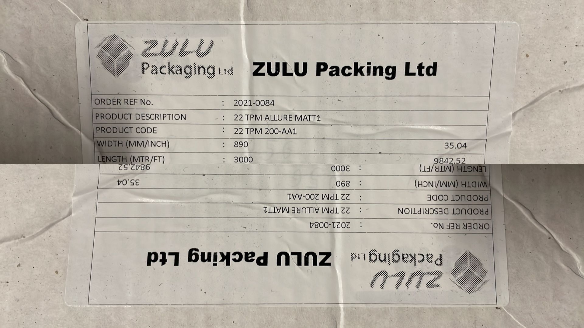 Zulu 22 TPM Allure Matt Film | Size: 890mm/3000m - Image 3 of 3