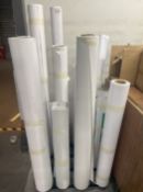 Quantity of Various Rolls of White Paper/Vinyl Stock