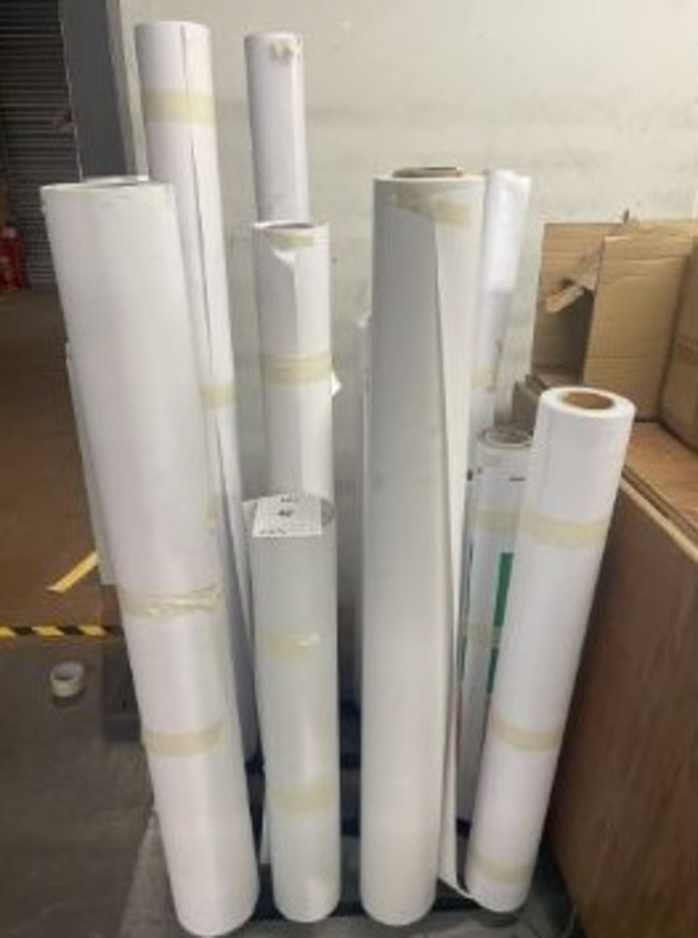 Quantity of Various Rolls of White Paper/Vinyl Stock