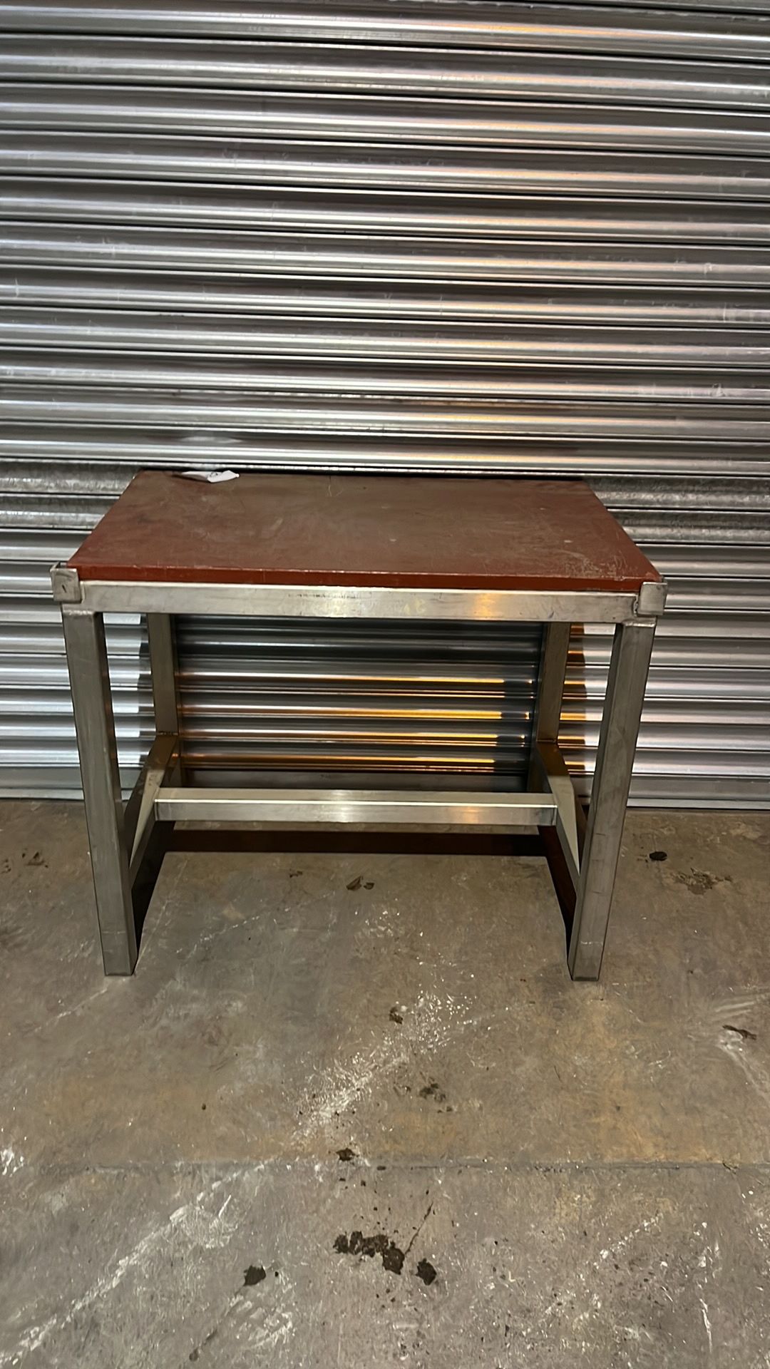 Butchers Table | Chopping Board Top | Stainless Steel Legs | 90 x 60 x 78cm