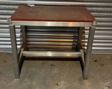 Butchers Table | Chopping Board Top | Stainless Steel Legs | 90 x 60 x 78cm