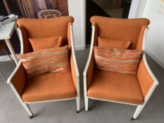 2 x Orange & White Occasional Reception Chairs