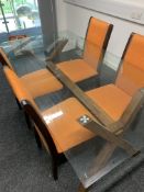 Set of 4 Orange Meeting Table Chairs