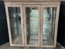 3 Door Limed Oak Glass Display Cabinet