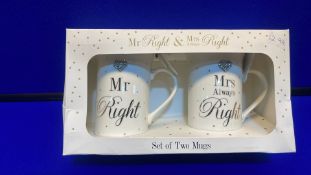 7 x 2 Wedding Themed Mug Sets | His and Hers Mugs | "Mr Right" and "Mrs Always Right"