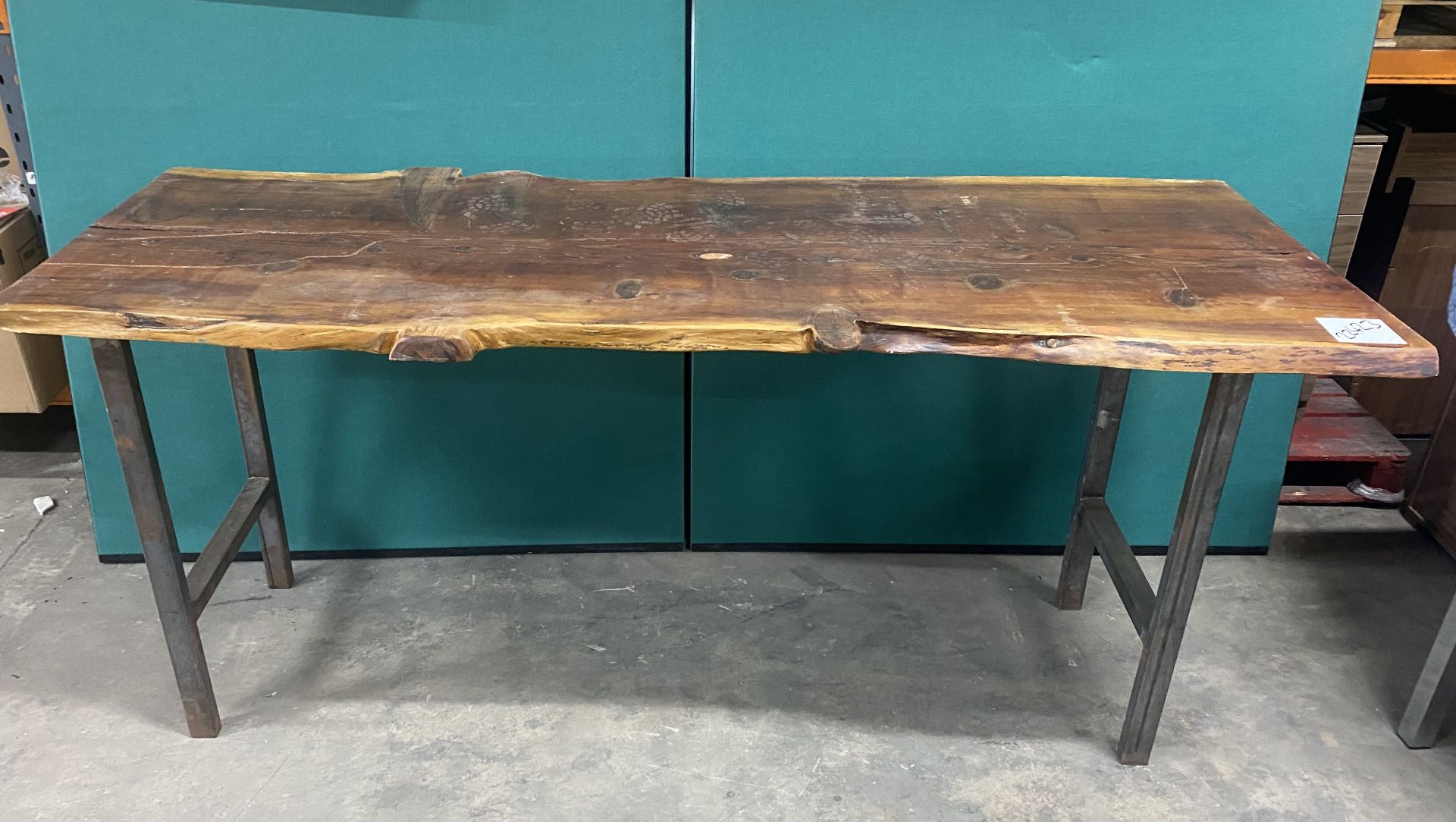 Large Rustic Wooden Dining Table On Metal Frame | 244cm x 109cm x 95cm - Image 3 of 8