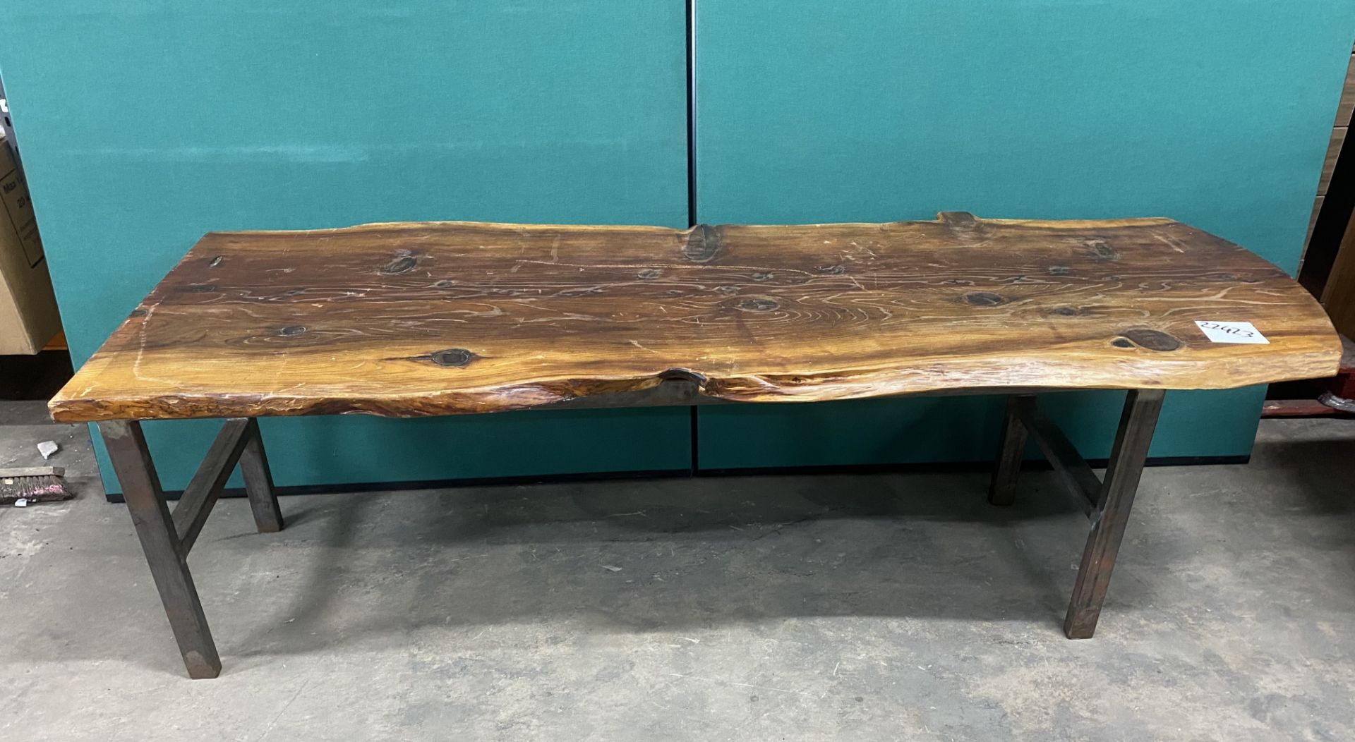Large Rustic Wooden Dining Table On Metal Frame | 244cm x 76cm x 80cm - Image 2 of 7