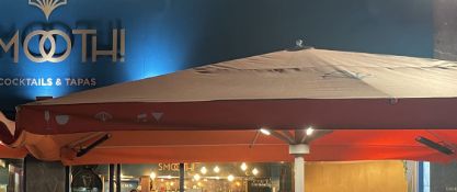 Branded Orange Outdoor Parasol w/ Built in Lights and Heaters Approximately 4M X 5M