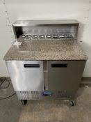 Polar Refrigeration G603 2 Door Deli/ Pizza Prep Refrigerator Counter With Marble Top