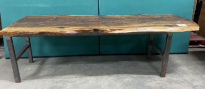 Large Rustic Wooden Dining Table On Metal Frame | 244cm x 76cm x 80cm