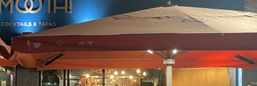 Branded Orange outdoor Parasol w/ Built in Heaters and LED Lights Approximately 4M X 5M