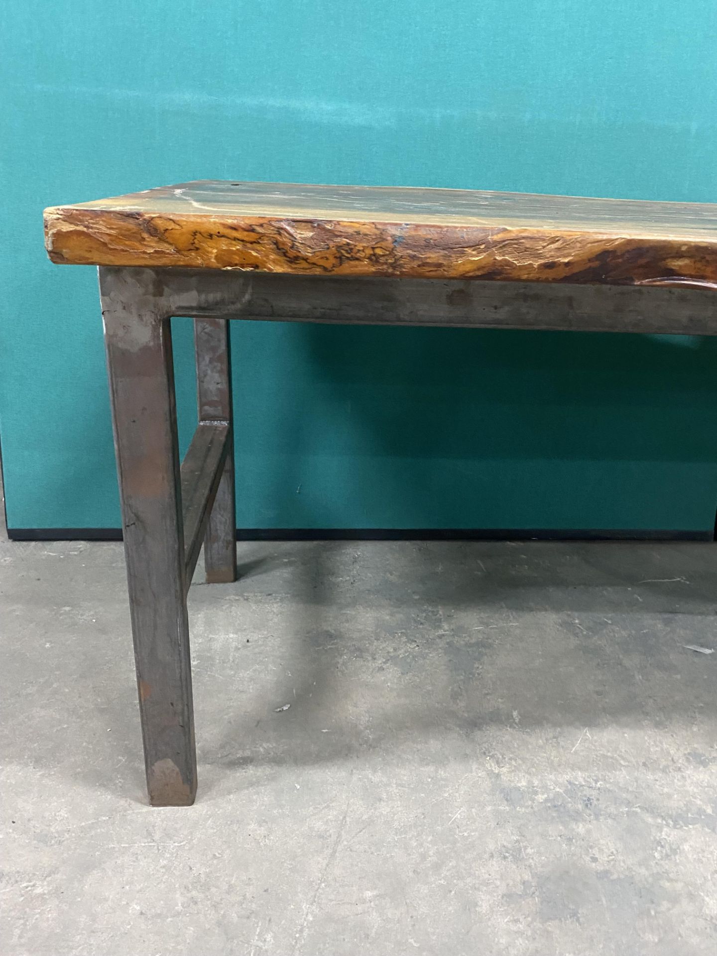 Large Rustic Wooden Dining Table On Metal Frame | 244cm x 76cm x 80cm - Image 3 of 7