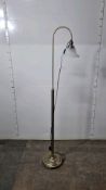 Antique Brass Floor Lamp Frosted Glass Shade