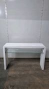 Clarus 1200m White Console Table With Glass Shelf 760mm x 300mm