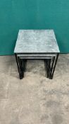 Trio of Stackable Side Tables Grey Marble Effect