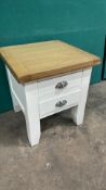 Small Lamp Table White Painted Finish With Oak Top