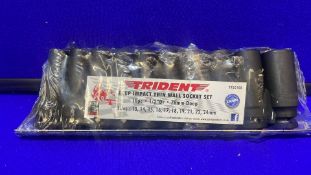 6 x Trident Socket Set 1/2" Dr Imp Deep 13-24mm Rail