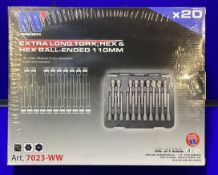 8 x Welzh Werkzeug 3/8" Drive Sockets Torx Hex & Ball End Hex 20pc Extra Long 110mm