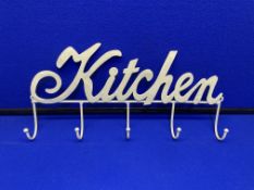 6 x Cream Metal 'Kitchen' Hooks