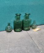 Ex Display Coulter Glass Flasks Set Of Three Grey/Green
