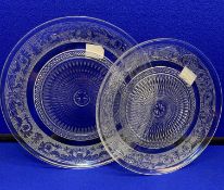 6 x Pairs of Decorative Cut Glass Cake Plates