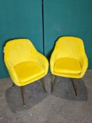 Ex Display 2 x Yellow Velvet Effect Chairs | RRP £299