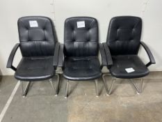 3 x Black Leather Office / Conference room Chairs
