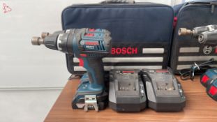 2 x Bosch GSB 18 V-LI Brushless Combi Drills w/ Battery, Charger & Carry Bag