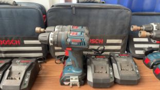 2 x Bosch GSB 18 V-LI Brushless Combi Drills w/ Battery, Charger & Carry Bag