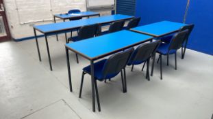 5 x Wooden Classroom Desks w/ 8 x Chairs & 4 x Partitions