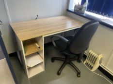 2 x Metal Framed Office Desks w/ Wooden Top & Operator Chairs