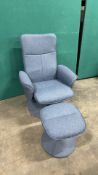 Matalia Swivel Chair and Foot Stool in Light Blue