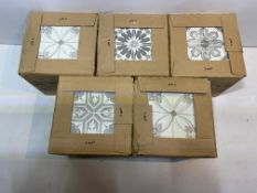 5 x Boxes Of Nikea Sephia Matt Grey Mixed Pattern Wall & Floor Tiles, 20cm x 20cm, 25 Per Box - See